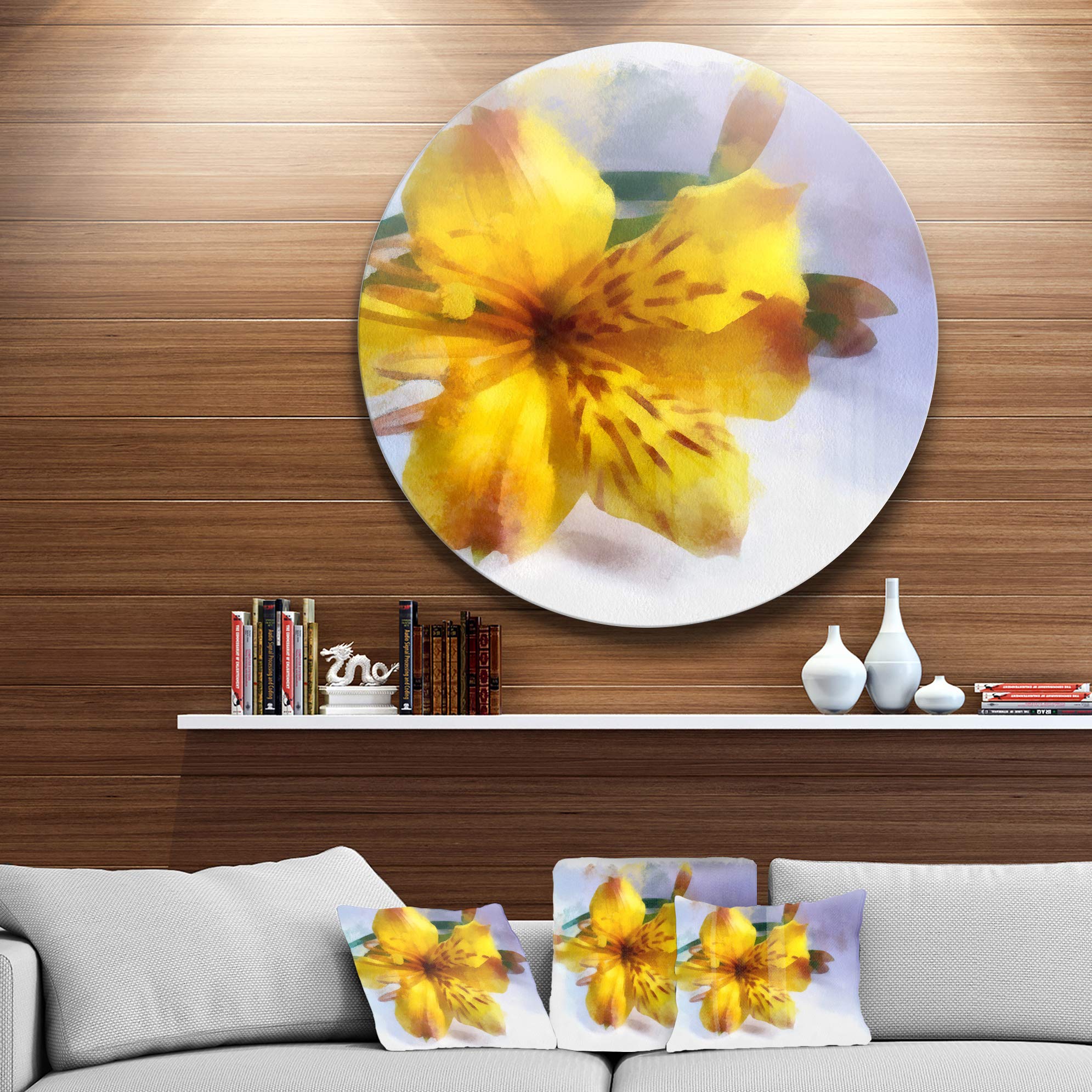 Amazon.com: Designart Yellow Lily Hand-Drawn Flower-Floral Metal