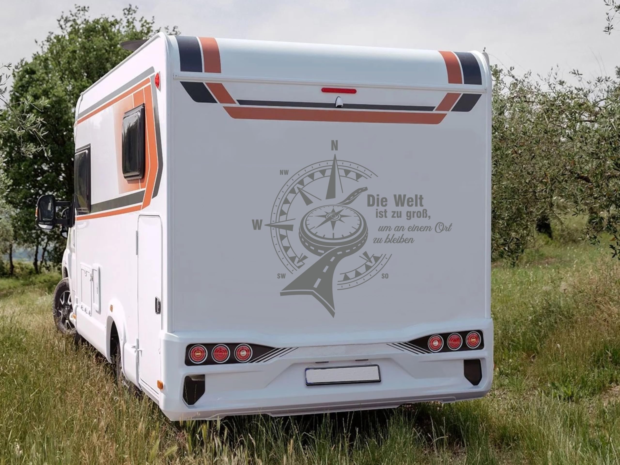 Aufkleber Kompass Windrose Design Sticker für Wohnmobil Camper Caravan PKW Auto und alle glatten Flächen in vielen Größen und Farben - Die Werbescheune