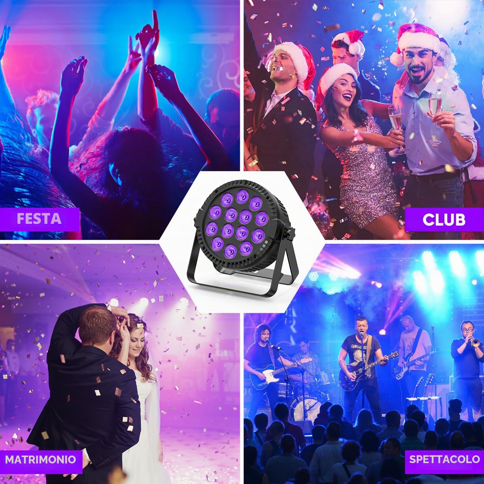 HOLDLAMP 14 x 6 RGBW LED Par Luce da palcoscenico con telecomando e attivazione del suono, DMX 4/8 CH LED Par Faro per DJ Bar KTV Disco Compleanno Festa
