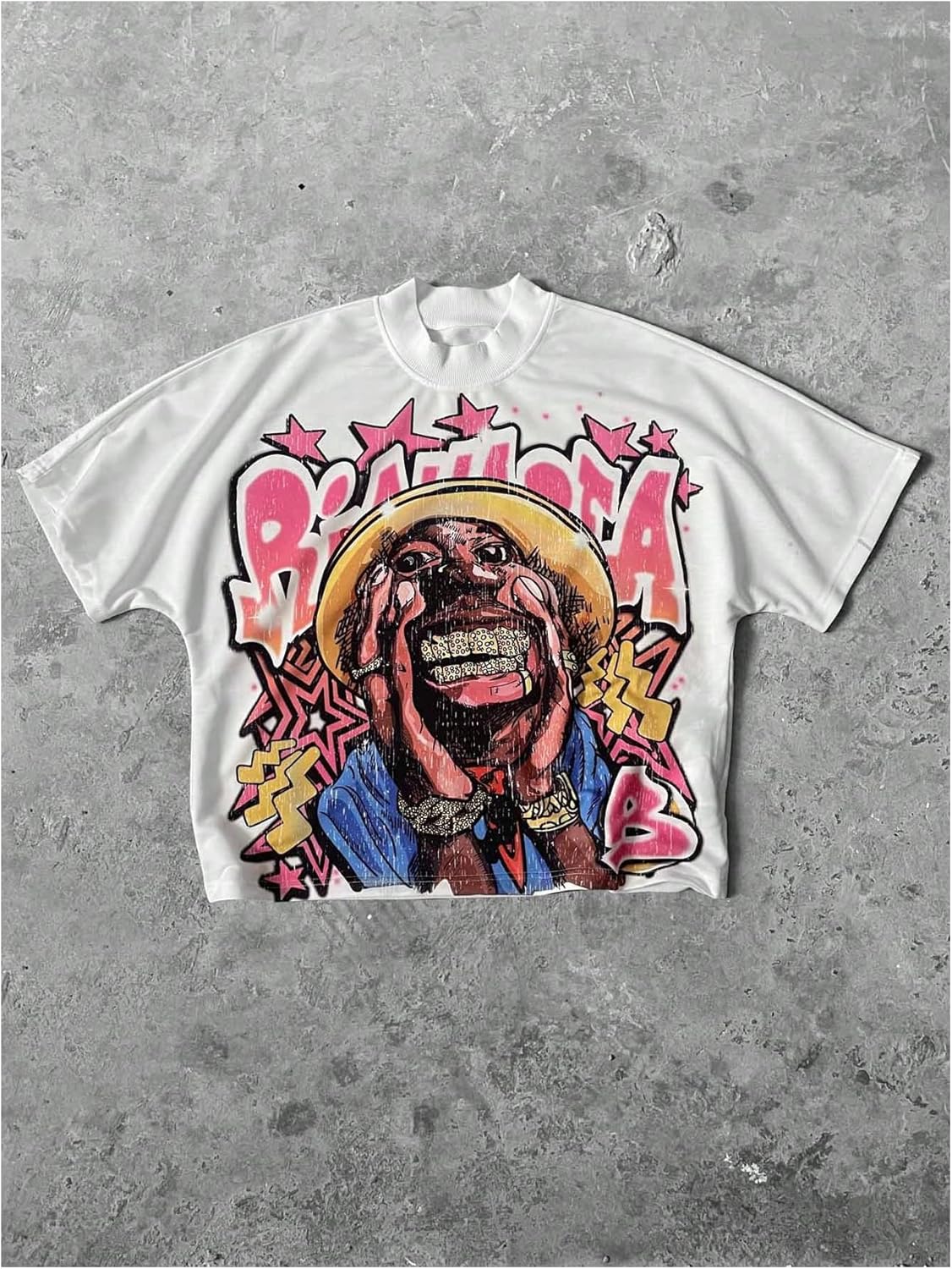 Men's Cartoon Graphic Tees Crew Neck Sleeve T Shirts Baggy Drop Shoulder Summer Tops Streetwear - Image 4