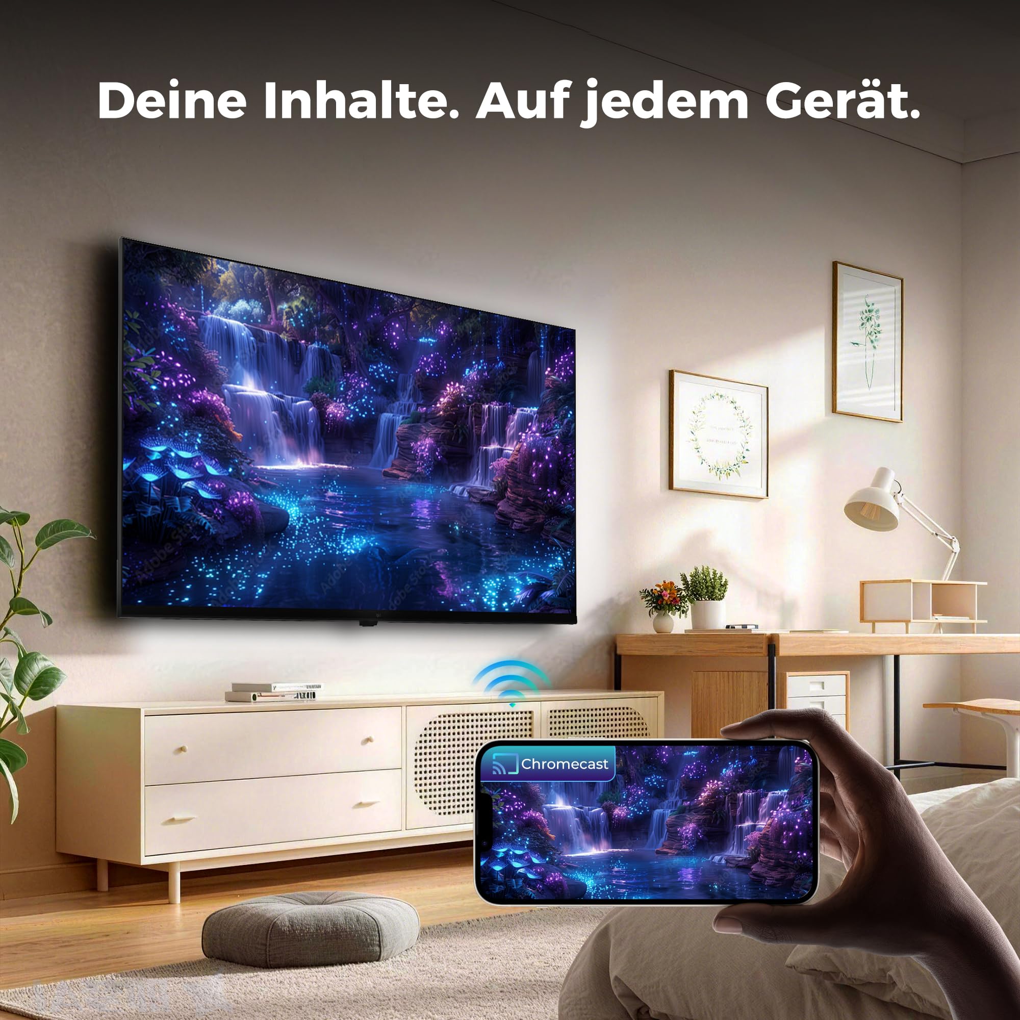 FPD Fernseher 55 Zoll Smart TV, 4K UHD mit Google TV & Google Cast, Dolby Vision und Atmos, HDR 10, MEMC für flüssige Bewegungen