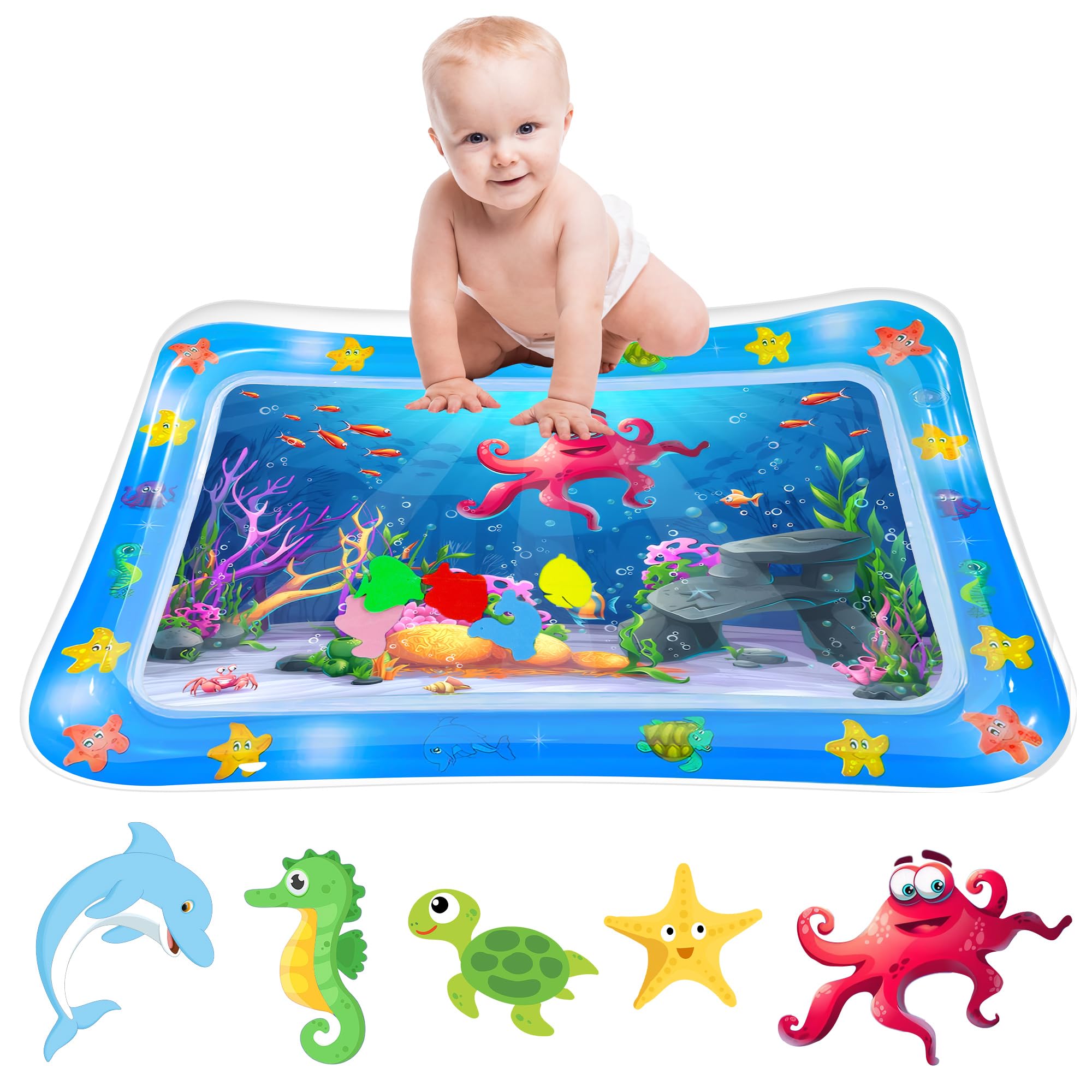 Wassermatte Baby Bpa Frei Wasserspielmatte Baby Spielzeug 3 6 9 Monate Wasser Spielmatte für Babys Spielmatte Baby Aufblasbare Bauchzeit Matte Babymatte Krabbelmatte Wasser Matte (50×69CM (Oktopus))