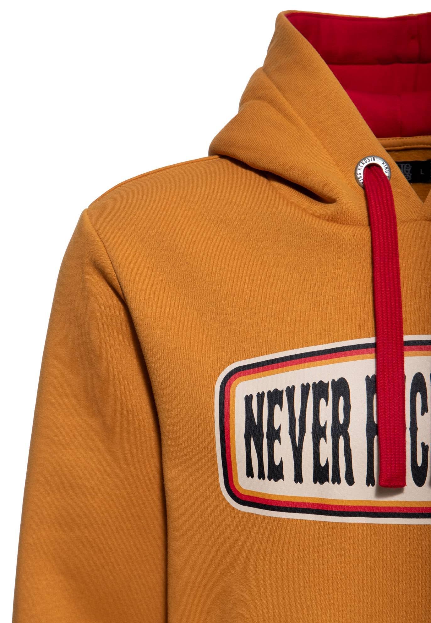 King Kerosin Męska bluza z kapturem · bluza z kapturem · bluza z kapturem · nadruk statement · kaptur · ściągacz · nadruk · vintage · retro · rowerzysta · długi rękaw · Never Fuck A Fucker