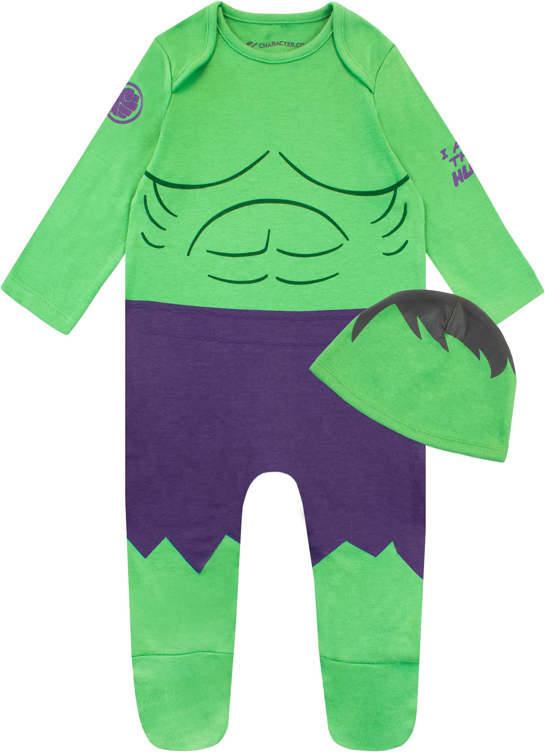 Incredible Hulk Babygrow And Hat | Avengers Baby Sleepsuit | Superhero Baby Boys’ Sleepsuits | Ages 0 To 18 Months