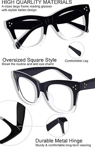 Miniatura 9 de MARE AZZURO Lentes de lectura de gran tamaño para mujer, a la moda, grandes lectores 0 1.0 1.25 1.5 1.75 2.0 2.25 2.5 2.75 3.0 3.5 4.0 5.0 6.0