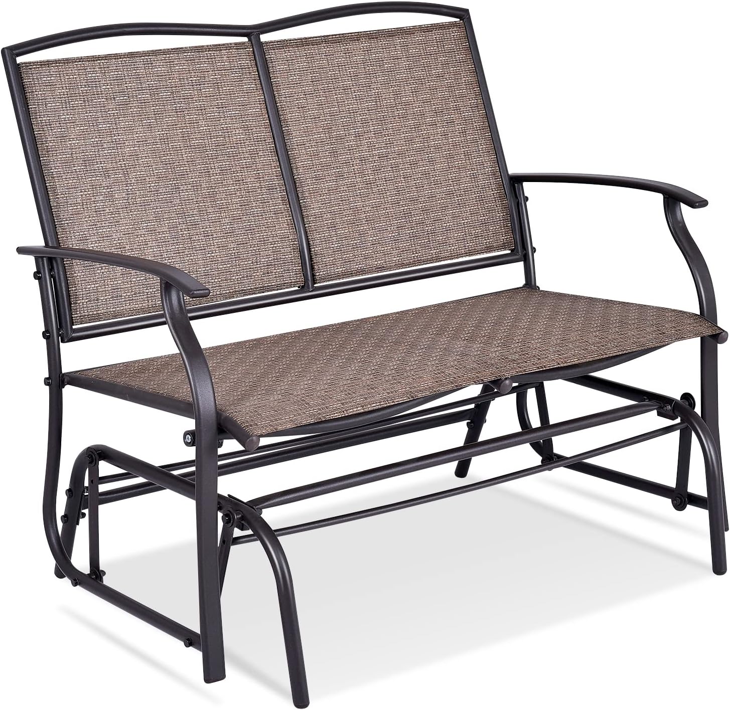 Giantex Patio Glider Bench, 400 Lbs Capacity, Steel Frame, Brown, Outdoor Swing