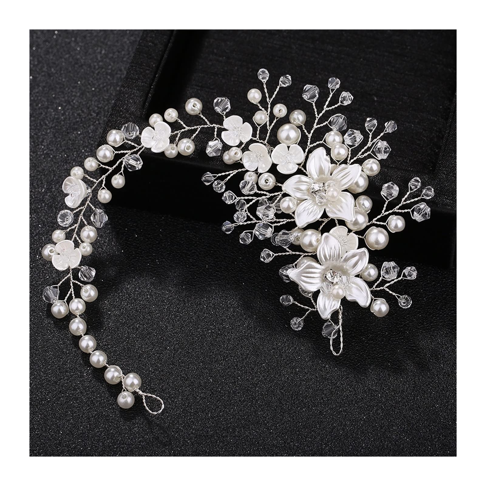 Tiara de Boda Diadema de Novia Perla Joyería Floral Mujeres Boda Banda for el Cabello Flores de Cristal Diademas de Boda