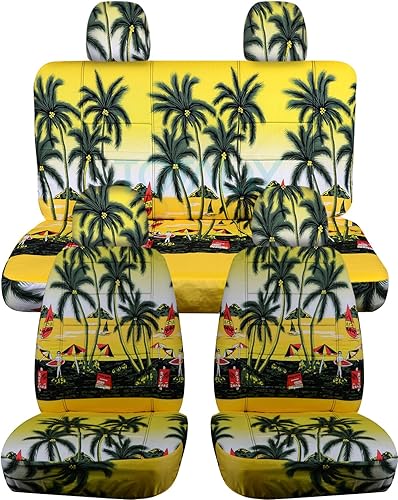 Miniatura 3 de Fundas para asientos Hawaiian para Volkswagen New BeetleBug A5 2012-2017 - Juego completo para asientos delanteros y traseros (4 impresiones), cupé,