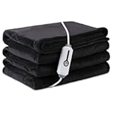 Electric Heated Blanket Full Size 72×84, Breathable & Luxurious Flannel,Soft Warm Gift with Over-Heat Protection,4 Heating Levels & 10 H Auto Shut Off, Machine Washable,Dark Grey