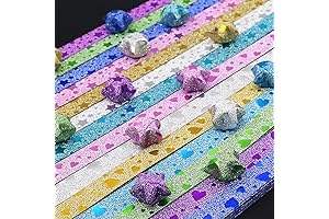 400 Sheets Paper Star Origami Glitter and Diamond Star for Creative Arts and Crafts