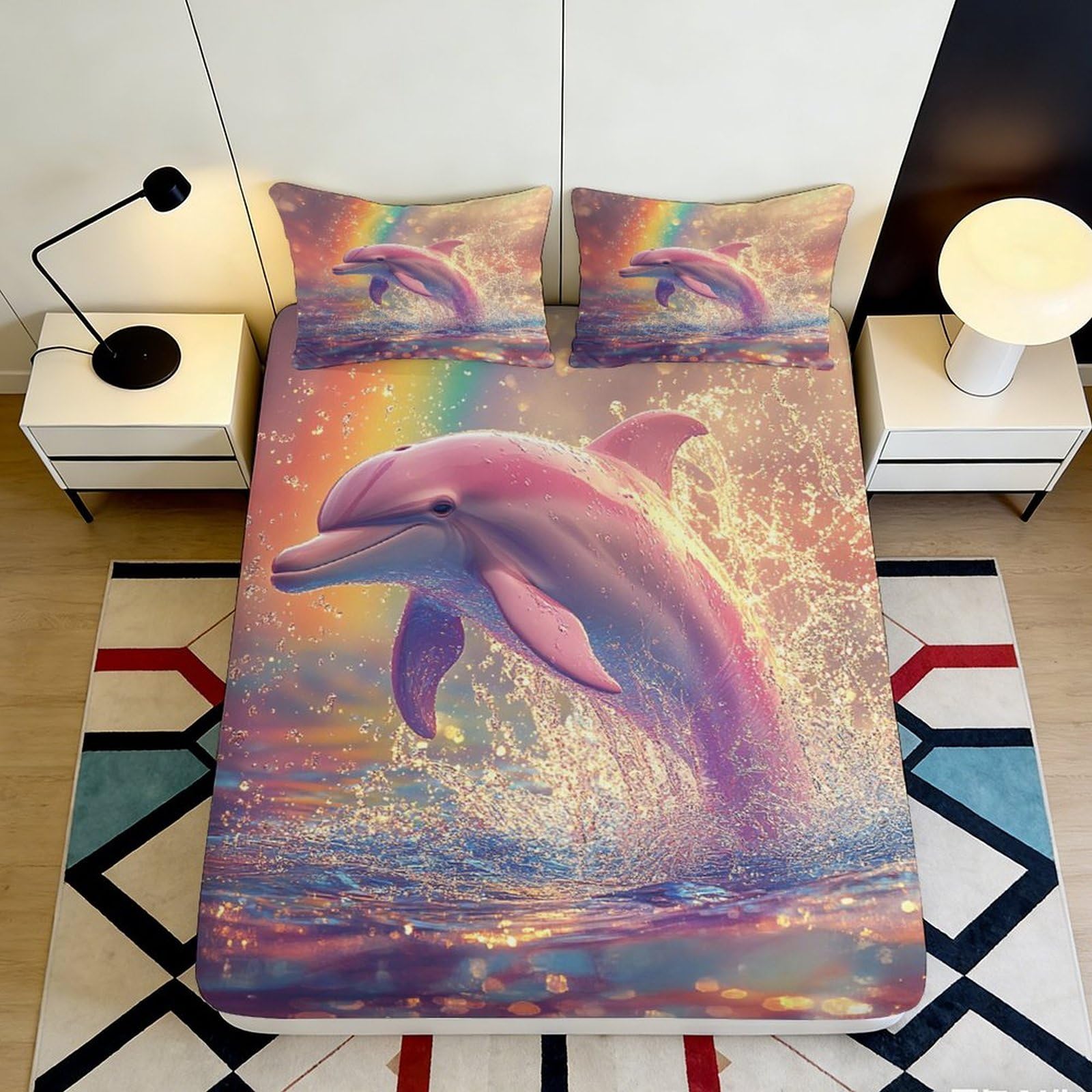 3D Printed Cute Parrot Fitted Sheet Microfiber Deep Pocket Non-Slip Bedding Parrot Mattress Fitted Cover for Bedroom 200x200x25cm