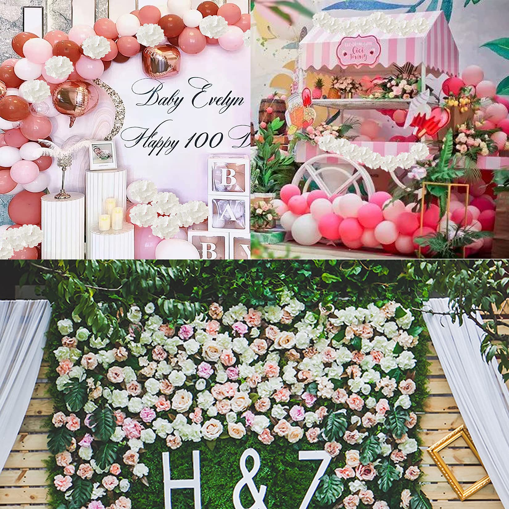 30 Künstliche Hortensien-Blütenköpfe | Weiß | Mit Stielen | Für Hochzeit & Deko