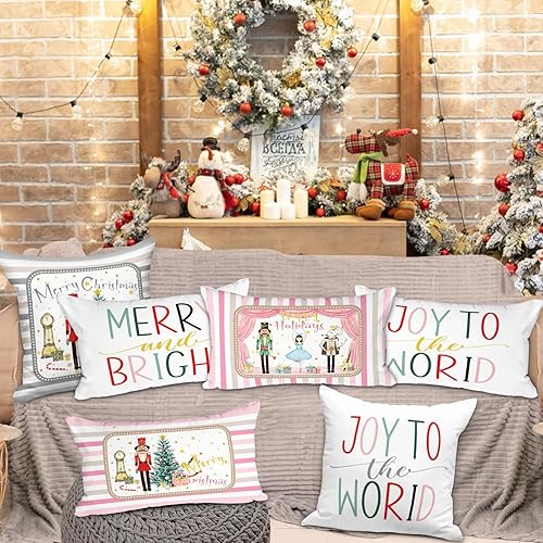 Miniatura 2 de Lanpn Juego de 4 fundas de almohada de madera navideña de 12 x 20 pulgadas, cascanueces decorativas, rectangulares, largas, de 12 pulgadas, para