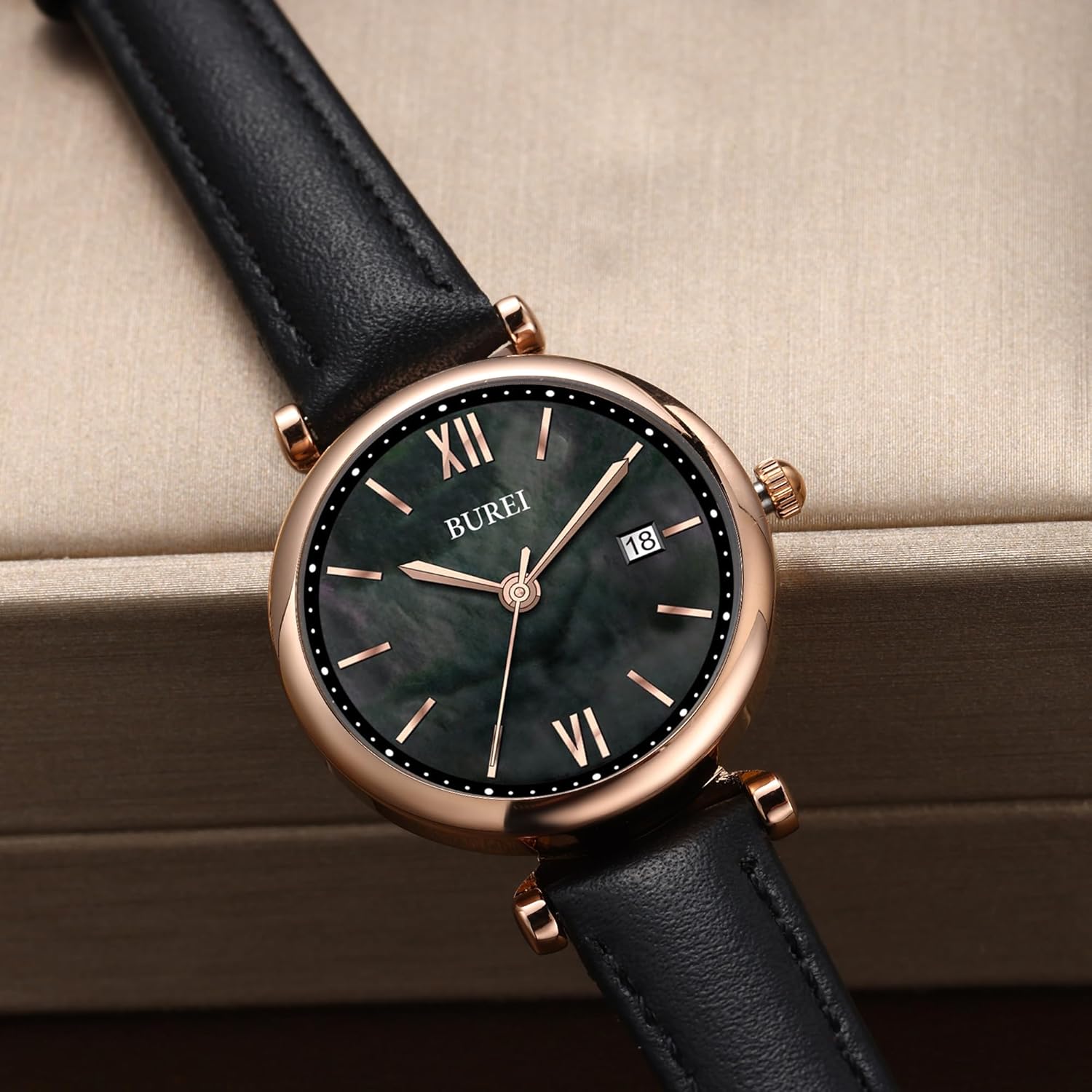 BUREI Women's Watch Fashion Leather Strap Watches for Women,Simple Three Hands Analog QuartzWristwatch,Gift for Women - Image 4