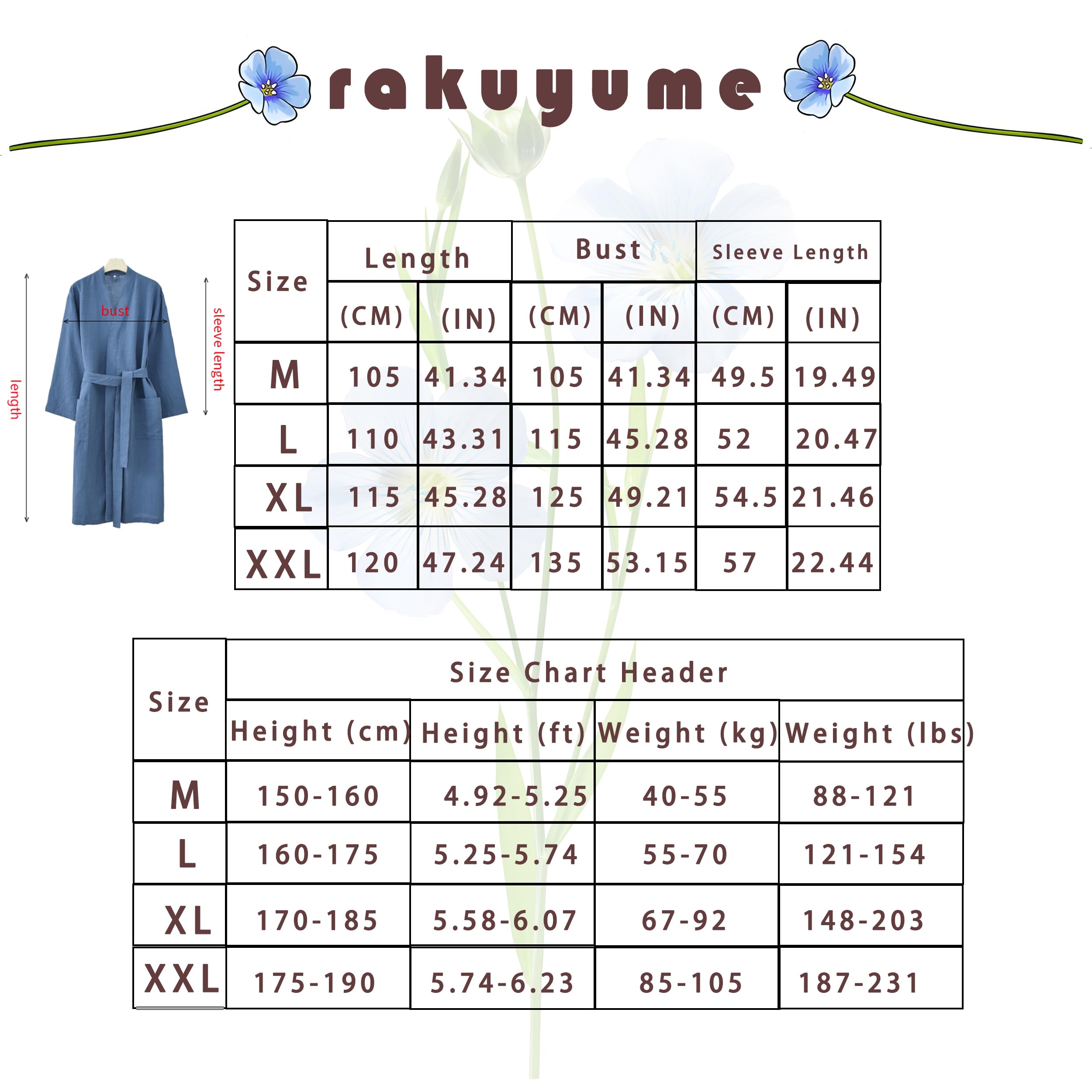 RAKUYUME Peignoir de Bain Femme Homme Unisexe en Lin & Lyocell - Confort Doux Style Kimono pour Couple respirable été