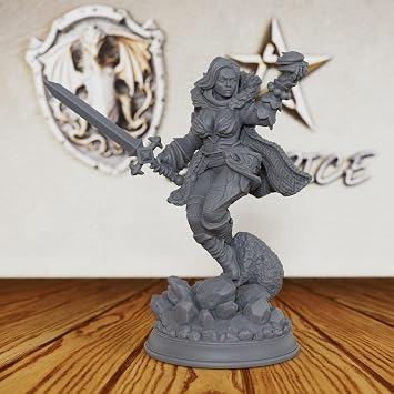 Unpainted Fantasy Minis for TTRPG - 32mm Scale Spellcaster Heroine Minis Figurine for Dungeon Masters & Miniature Game, RPG Accessory Figure - 6cm Halfling Caster AS521