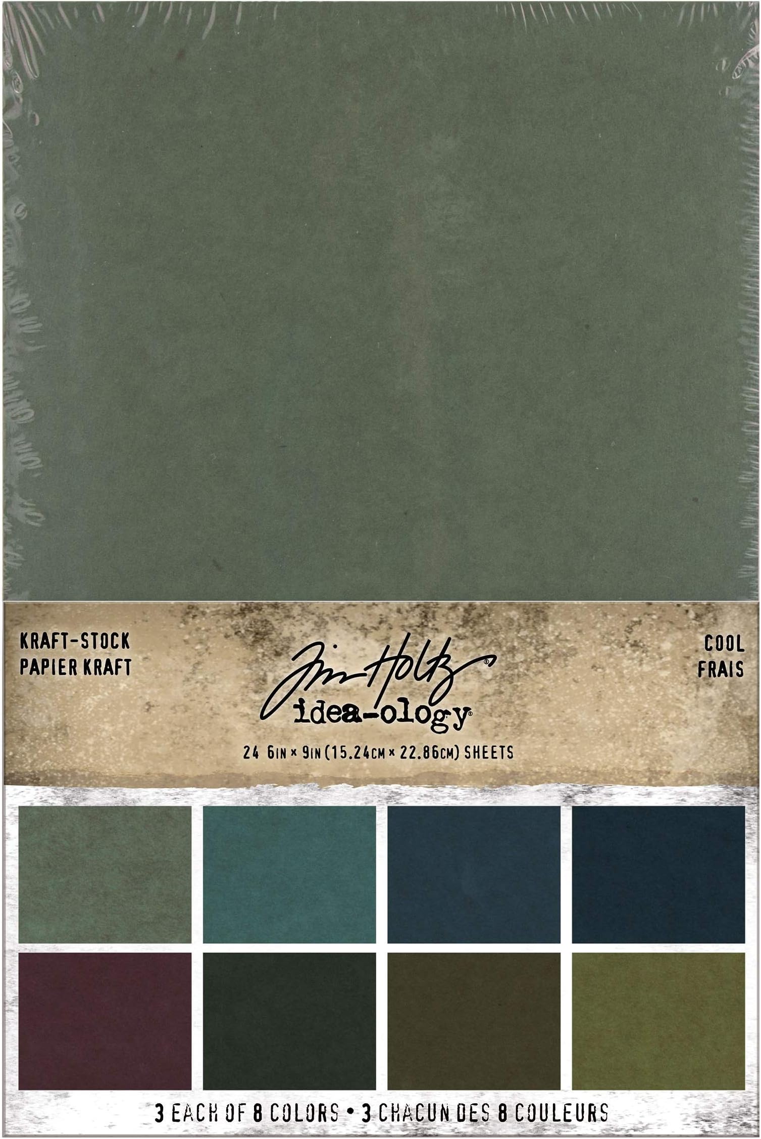 Tim Holtz Advantus Kraft-Stock Stack Craft and Hobby, Cool, 8 Colors/3 Each 24