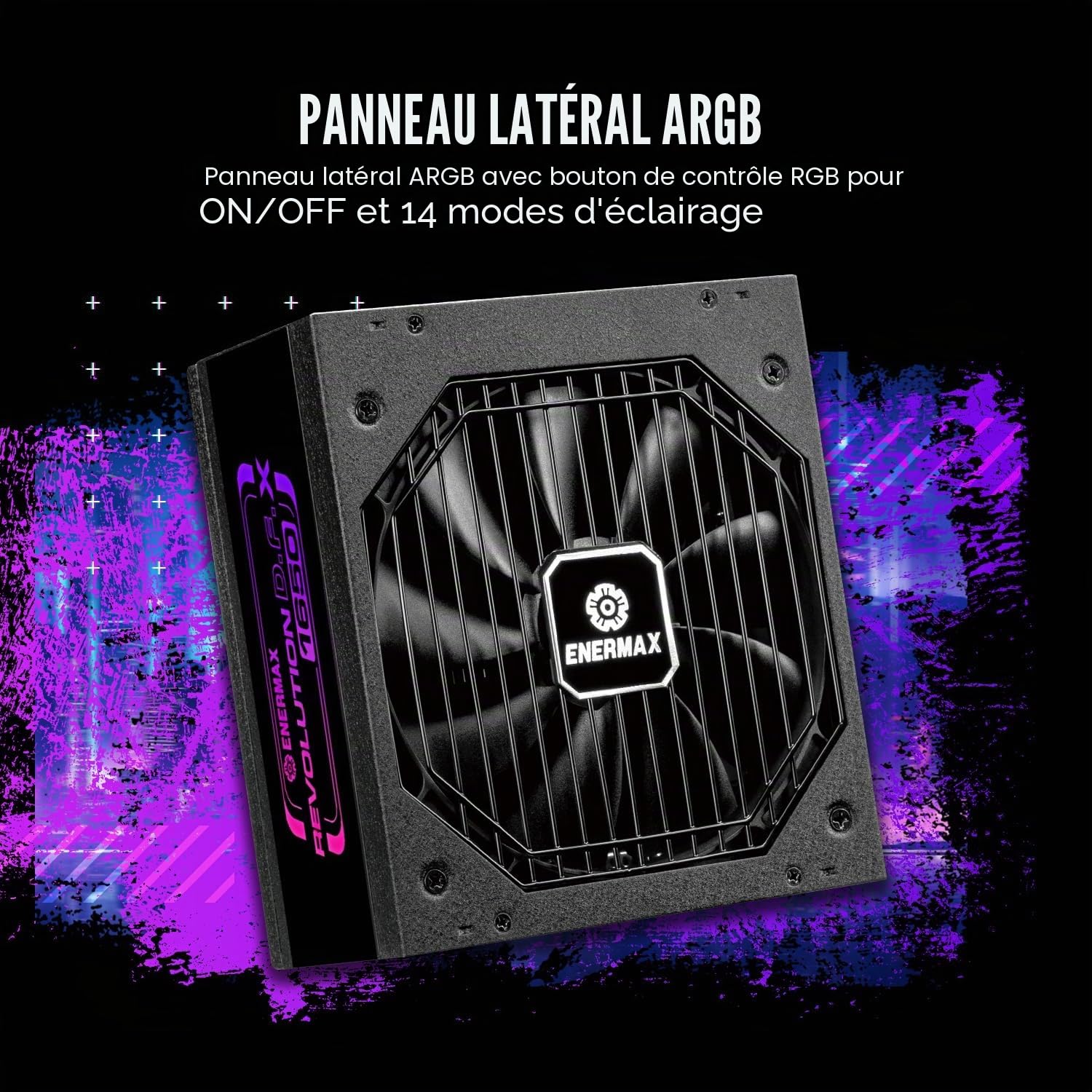 ENERMAX Revolution D.F. X ARGB ATX3.0 PCI-e 5.0 Compact Gaming&Streaming PC Power Supply 1650W 80Plus Gold (Full Modular, 2X 12VHPWR, Semi fanless), ERT1650EWT, Noir