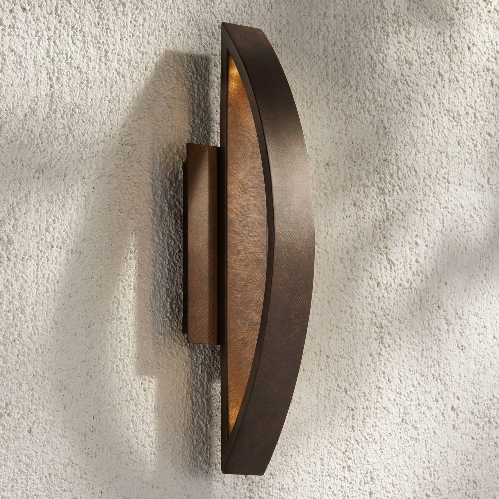 Possini Euro Design Modern Outdoor Wall Light Fixture LED Mottled Coppered Bronze Brown 20 1/2" Arching Steel Frame for Exterior House Porch Patio Outside Deck Garage Yard Front Door Garden Home