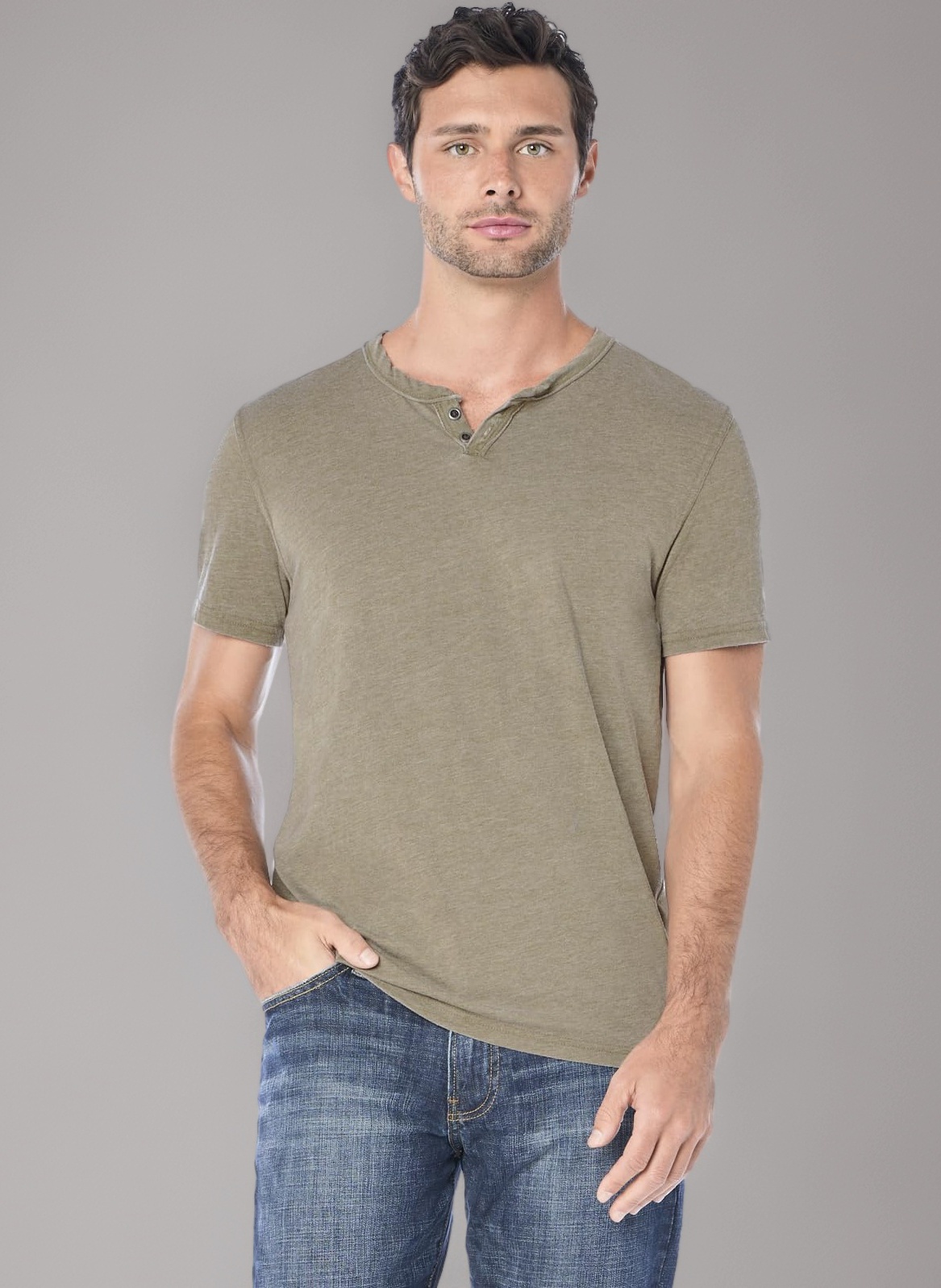 Lucky Brand Men's Venice Burnout Notch Neck Tee Venice Burnout Notch Neck Tee