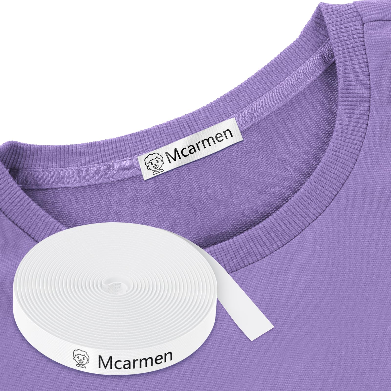 ARTESTAR 100 Etiquetas para Ropa Personalizadas con Nombre e Lcono,Etiquetas de Tela para Planchar con CERTIFICADO ECOLÓGICO,para Guarderías, Escuelas, Colegios y Residencias de Ancianos