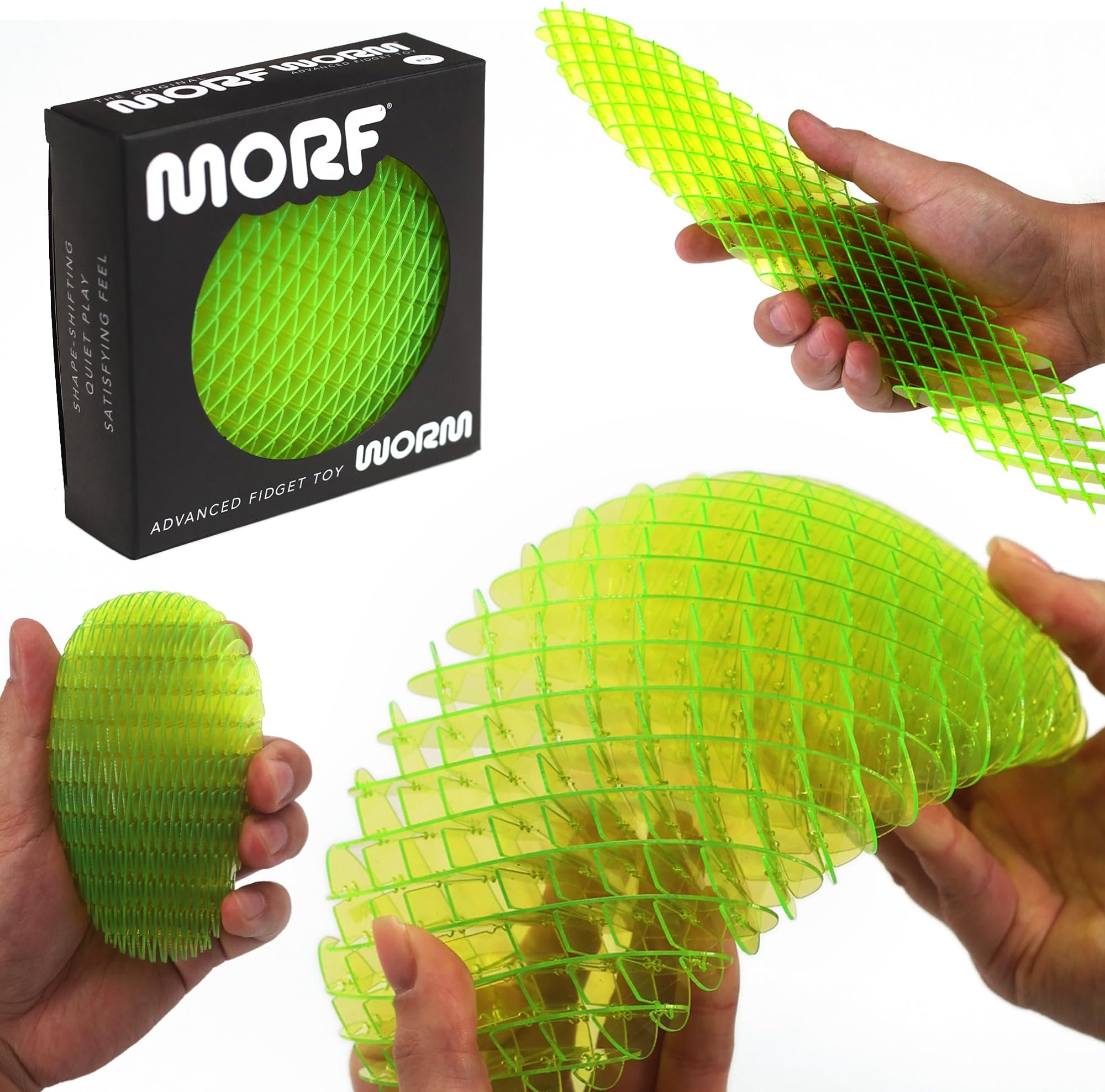 Worm 3D Sensory Fidget Toy for Kids, Teens & Adults, Green, Large