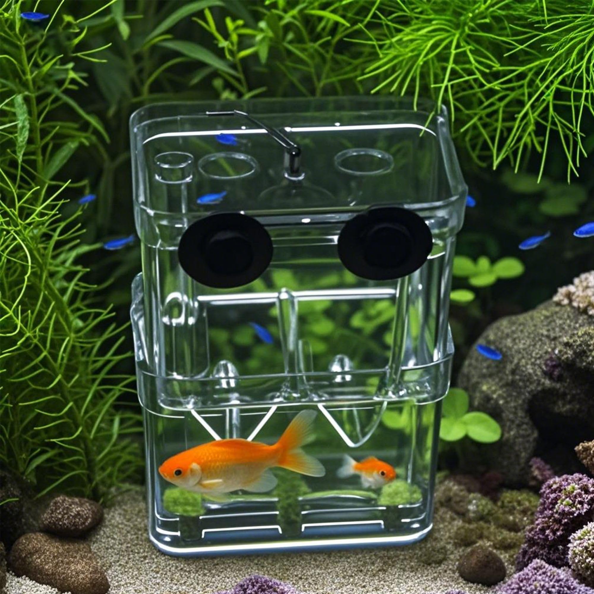 Contenitore Per Allevamento Pesci Per Acquario, Incubatore Galleggiante In Plastica, Serbatoio Di Pesce Allevamento Scatola, Con Ventose, Per Gamberetti, Pesci Pagliaccio,Aggressivi Feriti