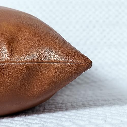 Miniatura 5 de PANOD Paquete de 2 fundas de almohada de piel sintética de alta calidad, modernas, decorativas, cuadradas, para sofá, cama, automóvil al aire libre,