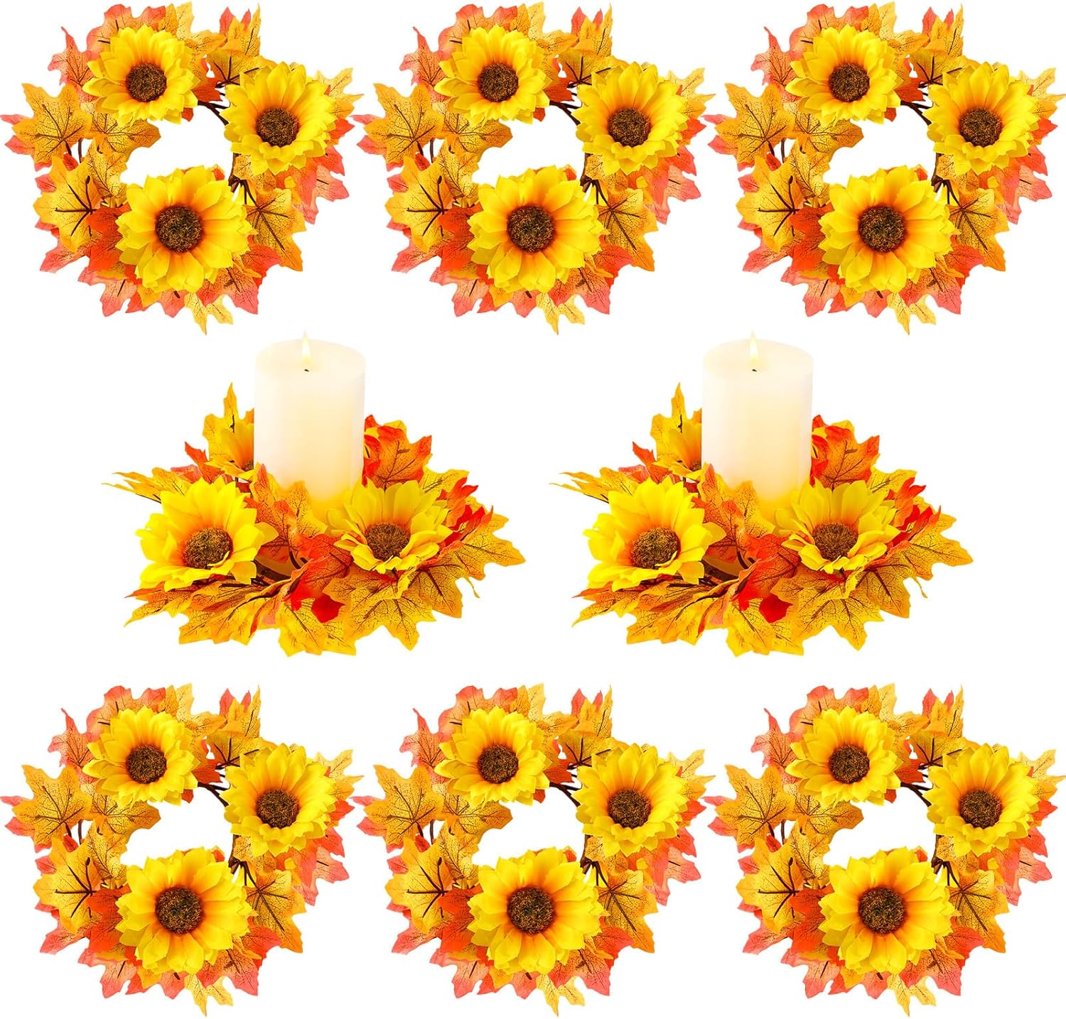 Panelee Fall Candle Rings Wreaths Thanksgiving Artificial