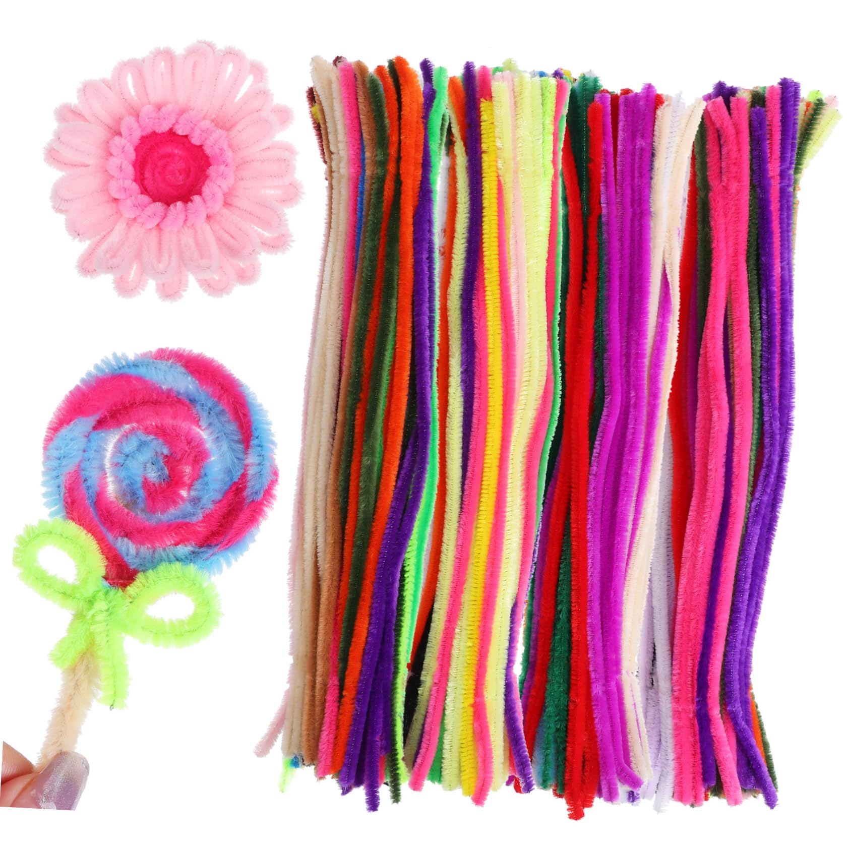 SEWACC Material Set 400 Pcs Soft Fuzzy Sticks 20 Bright Colors Flexible Craft Sticks Perfect for DIY Projects