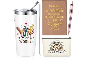 4 Inspiring Social Work Gifts: Tumbler, Notebook, Makeup Bag, and Pen