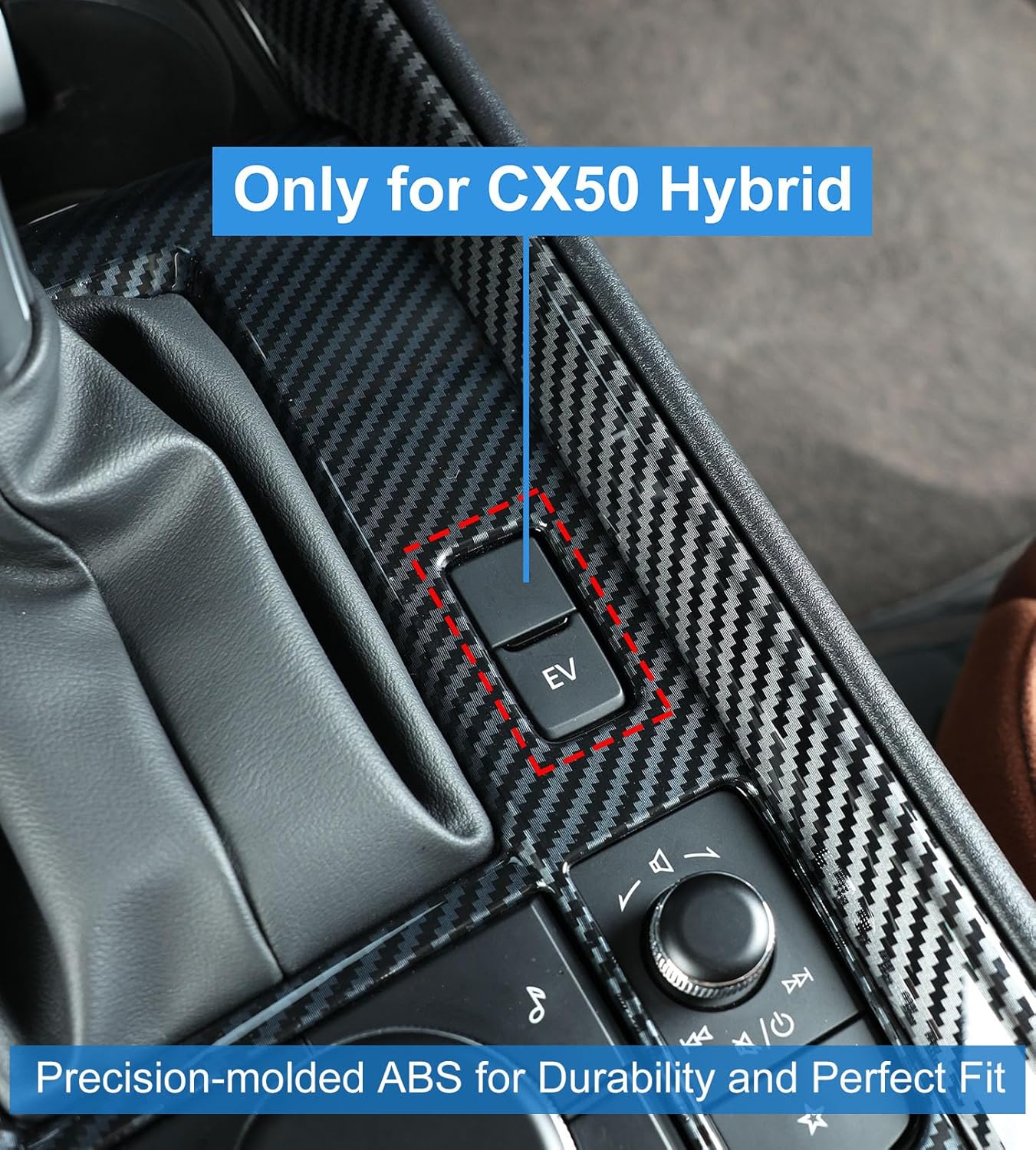 Fit for 2025 2026 Mazda CX50 Hybrid Center Gear Shift Panel Cover, Carbon Fiber Pattern Interior Car Console Protection Trim Interior Accessory Compatible with Mazda CX 50 CX-50 Hybrid