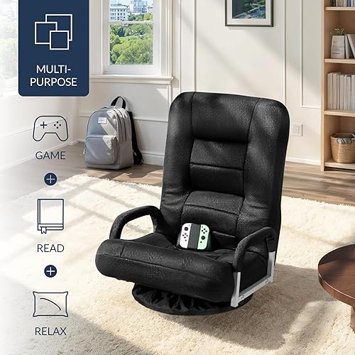 Miniatura 4 de Best Choice Products Silla giratoria para juegos de 360 grados, multiusos, para TV, leer, jugar videojuegos con soporte lumbar, asas para