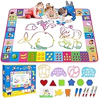 Toyk Water Doodle Mat 40x28 Inch - Mess-Free Reusable Kids Drawing Pad with Magic Pens, Educational Toy for Ages 3-12 Girls Boys (Pink)