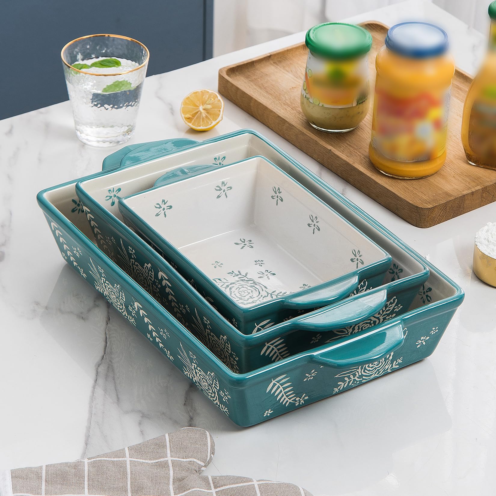 Wisenvoy Auflaufformen für Ofen, Auflaufform, Keramik, Auflaufform, Lasagneform, Backformen für Ofen, Backformen-Set