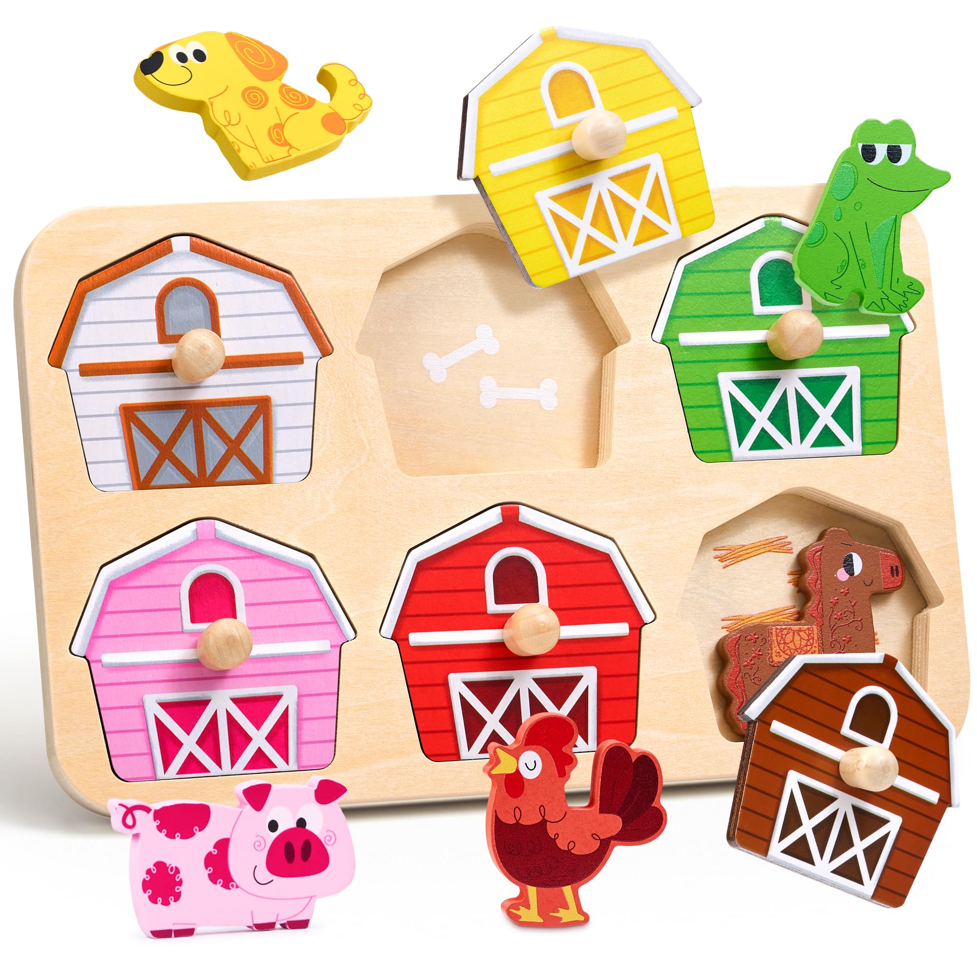 JoyCat Peg Puzzles Wooden Toys for 1 Year Old, Montessori Toys Animal Wooden Puzzles Boys Girls Birthday Gifts Present, Educational Learning Toys for Toddlers Age 1 2 3