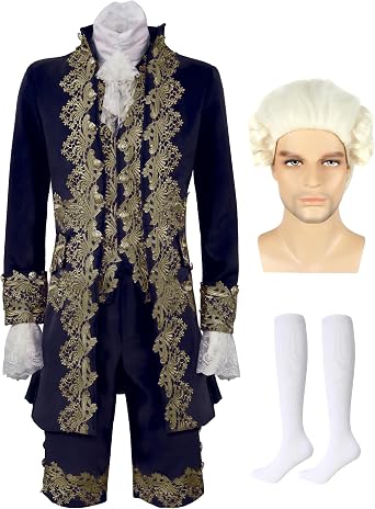 18th-Century Rococo Court Prince Costume Mens Royal Vintage Victorian Suit Medieval Fancy Dress with Accessories