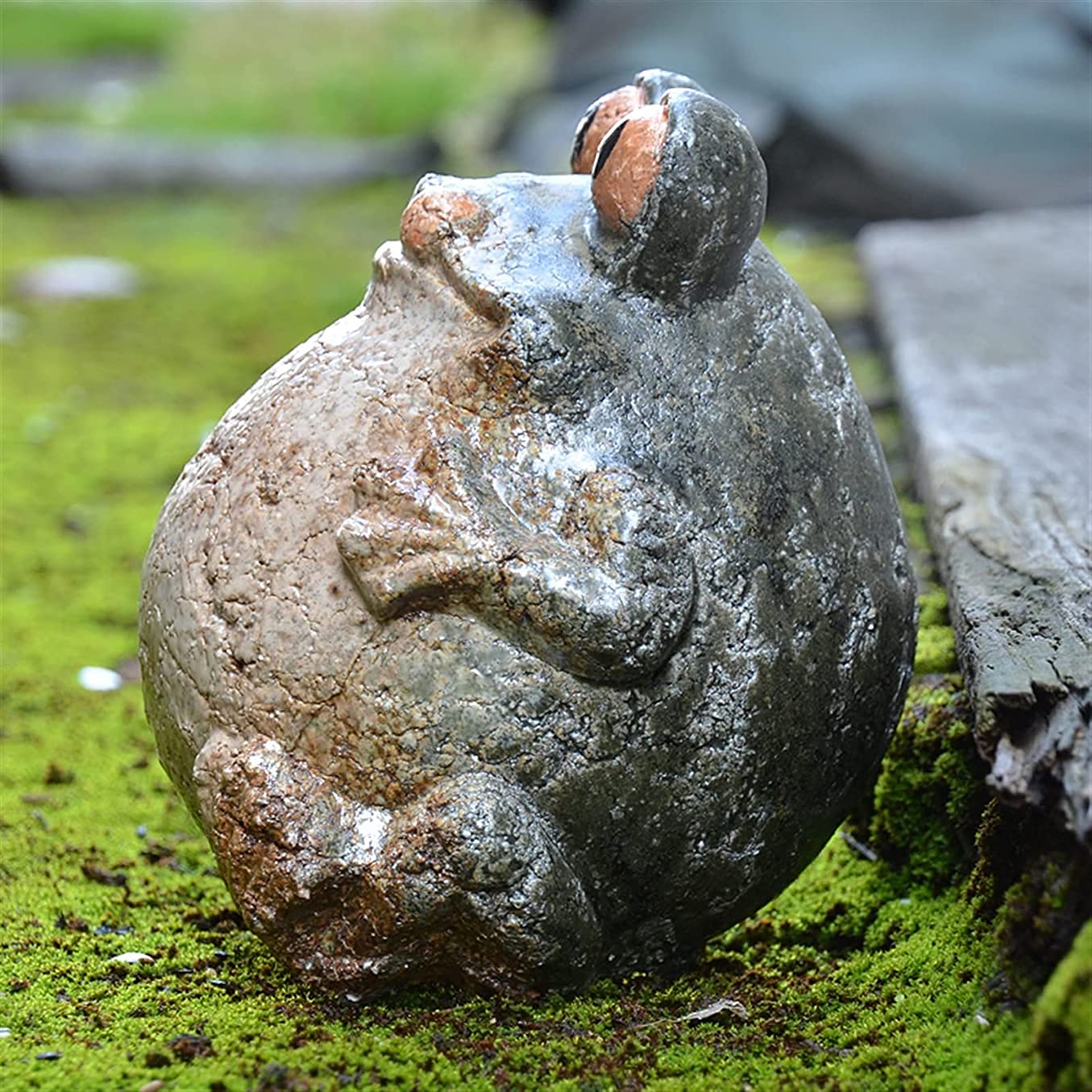 Ceramiczna żaba statuetka ozdoby balkon ogród dekoracja na zewnątrz figurki zwierząt, dł. 16,5 cm x szer. 17 cm x wys. 19 cm