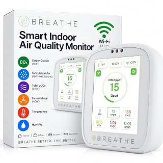 BREATHE Airmonitor Plus Indoor Air Quality Monitor w/CO₂, PM & App. Gen 2.