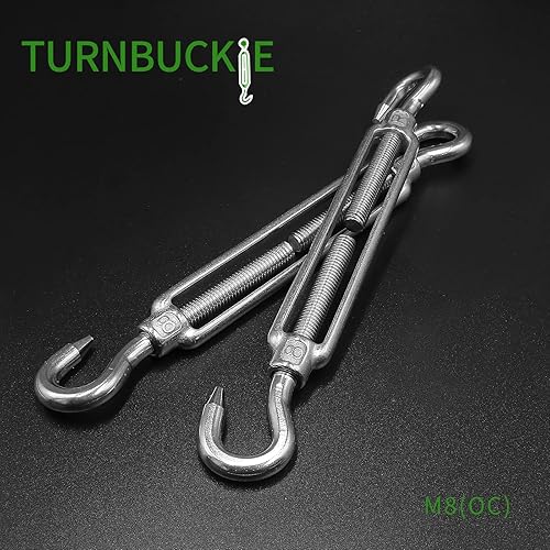 Miniatura 2 de 3 piezas de gancho y gancho M8 tensor de acero inoxidable 304 tensor de cuerda de alambre de tensión de alta resistencia para barandilla de cable,