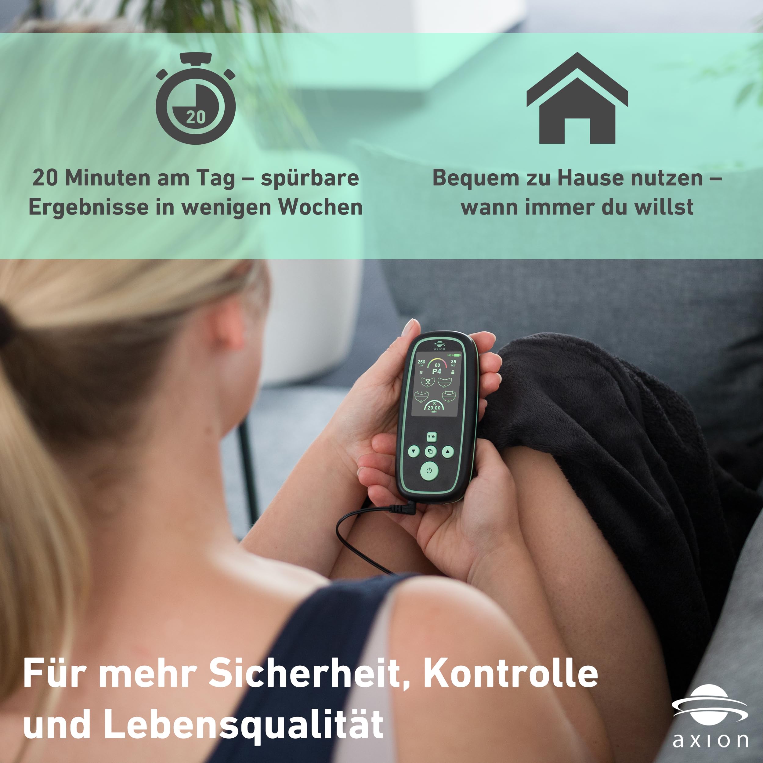 axion® Stim-Pro I-3000 Beckenbodentrainer - Frau mit Vaginalsonde gegen Inkontinenz I 4 EMS Programme, 80 Intensitätsstufen, USB-C Akku, Timer & Speicher I Zertifiziertes Medizinprodukt nach MDR | Mit Vaginalsonde gegen Inkontinenz. 4 EMS Programme, 80 In