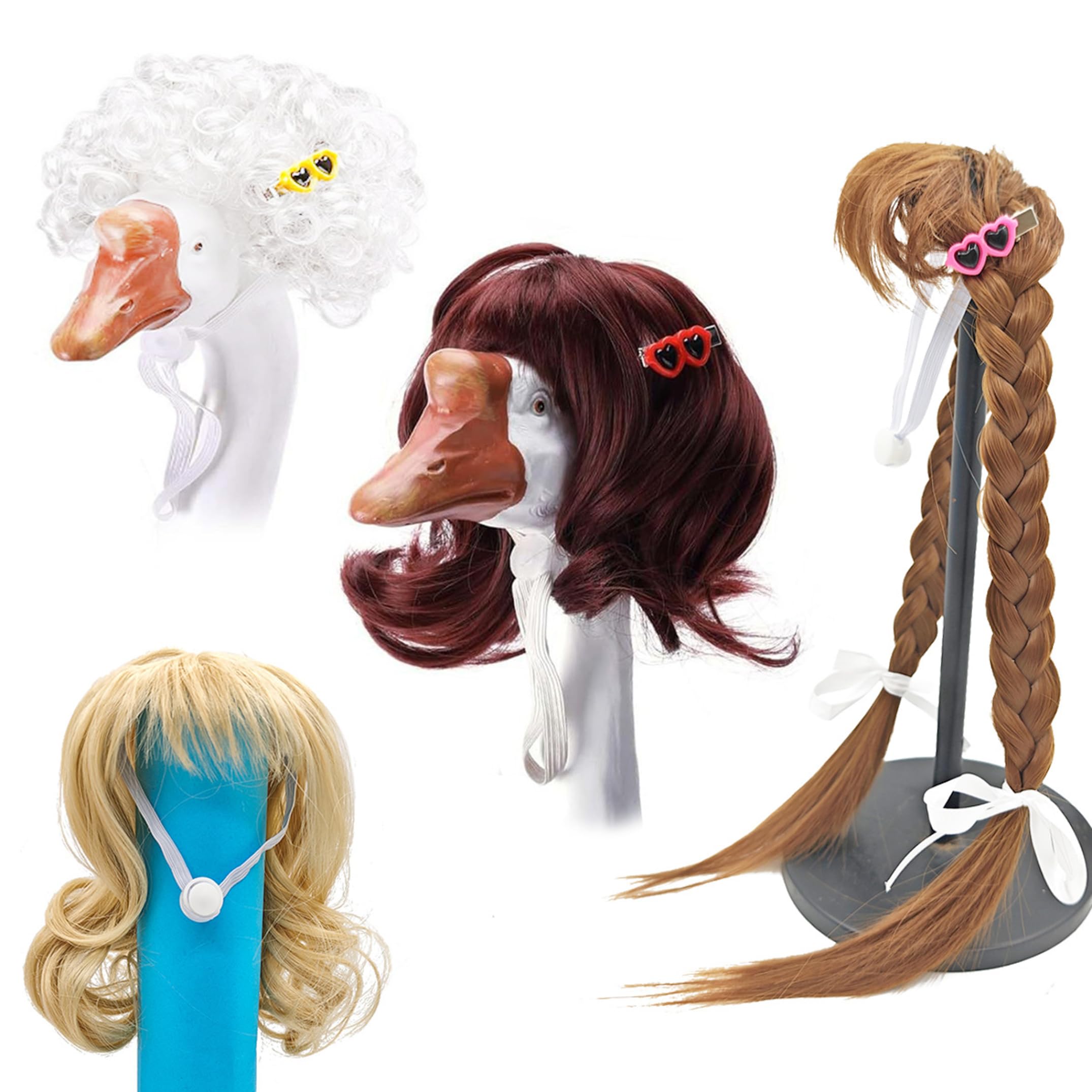 Perruques de porche avec pinces à cheveux pour oie décorative de pelouse - 6