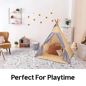 Parklon Foldable Play Mat - Deco Terrazzo Floor Mats Design - Premium Kids Foam Play Mat, Reversible Cushioned Surface, Indoor & Outdoor Playmat, Waterproof Easy Clean Design, Made in Korea - 79x55