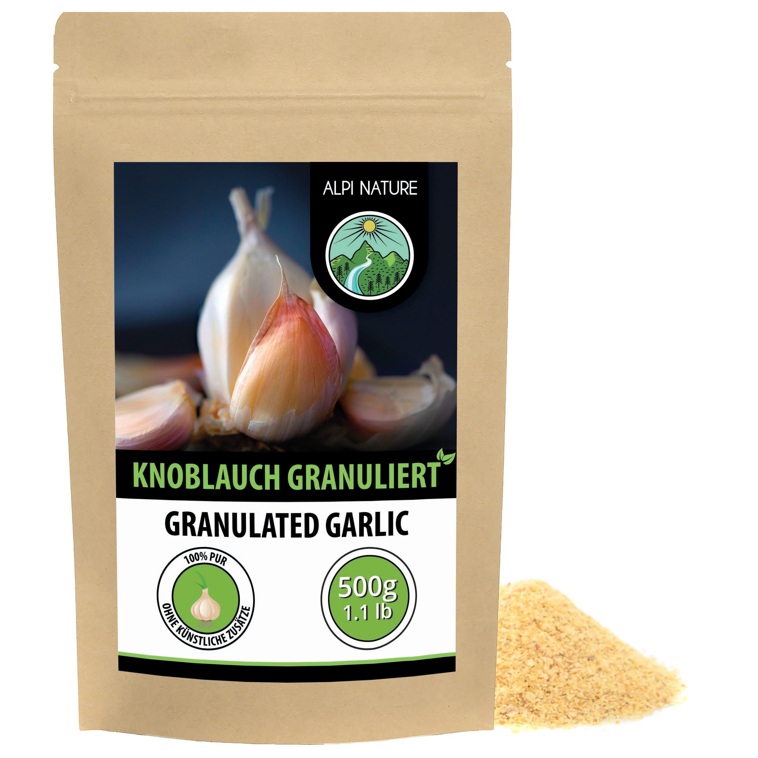 Alpi Nature Knoblauchgranulat 500g, Knoblauch granuliert, getrocknete Knoblauch Granulat