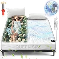 Vista 1 de AsmrCap Grounding Sheets Queen, 95% algodón orgánico + 5% fibra de plata pura, sábanas a tierra con cable de tierra, kit de conexión a tierra