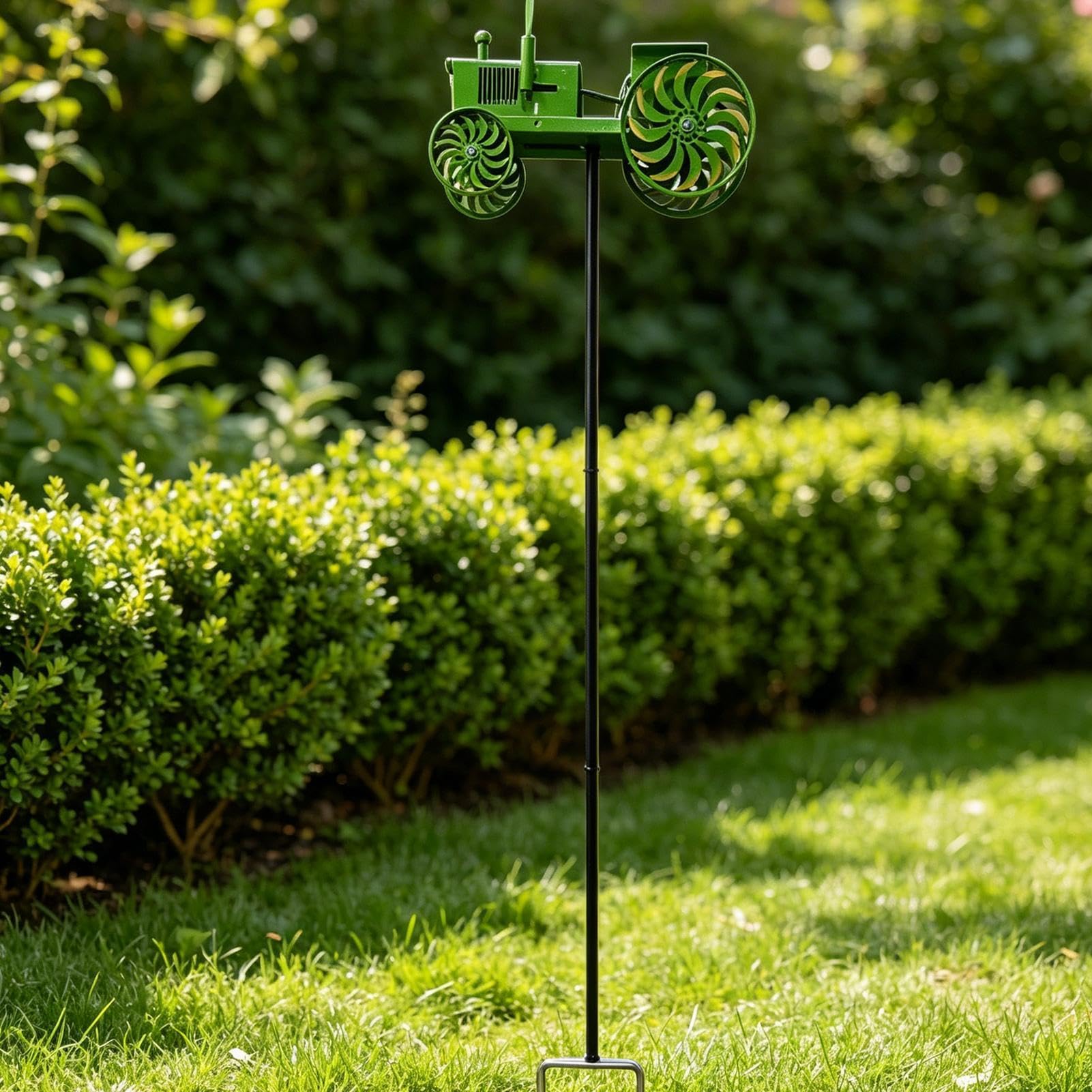 Éolienne de Tracteur Jardin | Girouette Tracteur en métal | Sculpture Moulin à Vent extérieure avec Roues rotatives | Motion Art Farm Tractors Moulin à Vent Piquet en Fer pour décoration Jardin