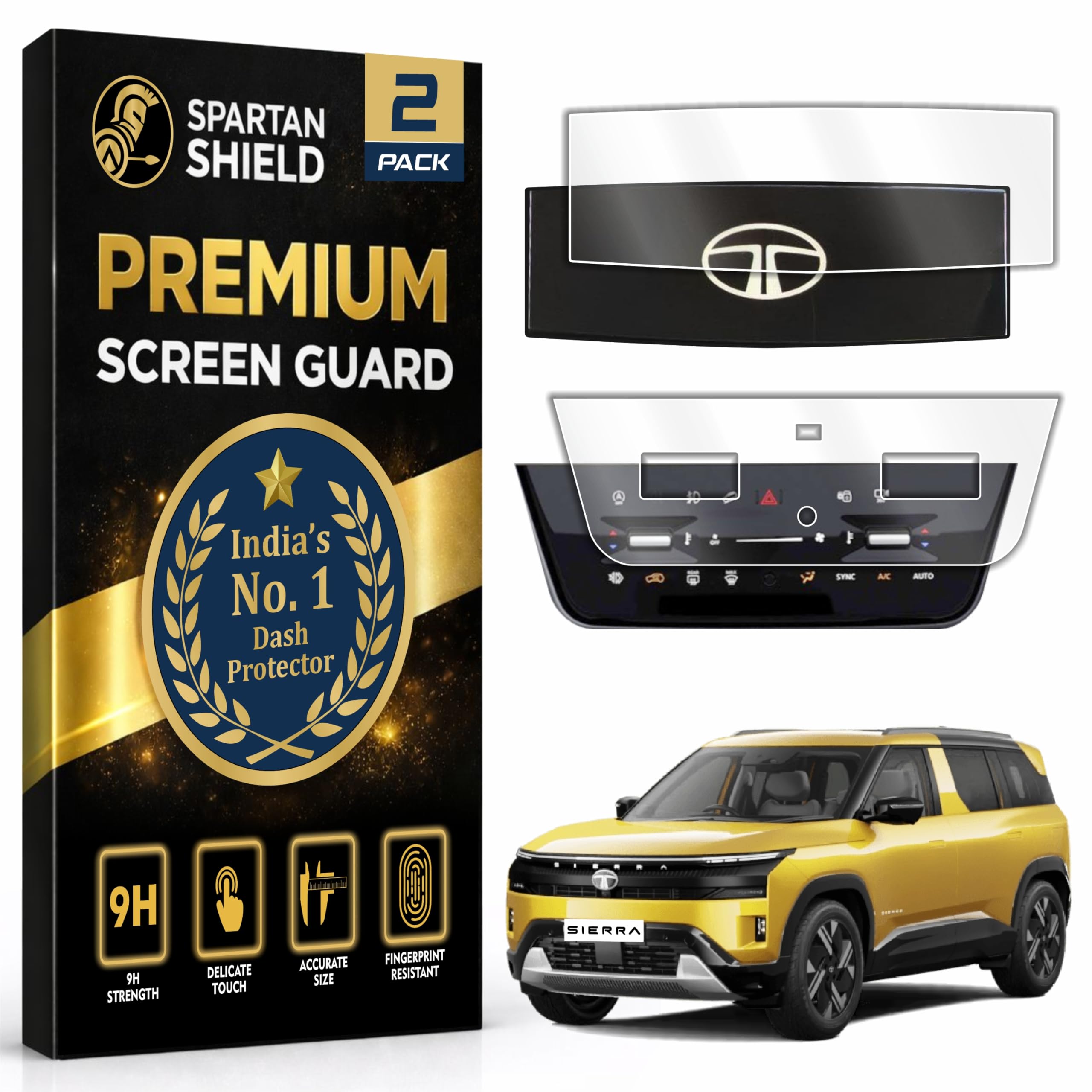 SPARTAN SHIELD {4 PACK} Screen Guard For TATA SIERRA 2025+ || ADVENTURE, PURE & PURE+ || 10.25 Inch Infotainment Touchscreen + 7 Inch Instrument Cluster + AC Panel + Sterring Cluster Protector || Anti Scratch | Water Resistant | HD Clarity || TataSierra Car Accessory 2026 [NOT TEMPERED GLASS] — Amazon image 8