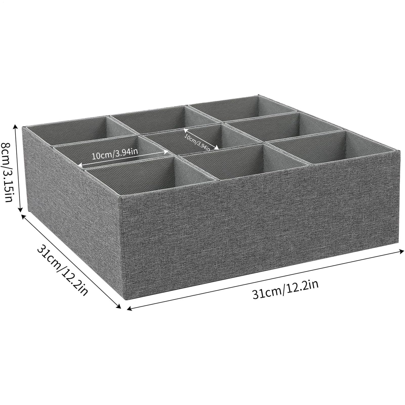 Organizer intimo cassetto Contenitore Scatola A 9 Scomparti | Divisori intimo cassetti Sciarpe, cinture e cravatte, armadio, cassettiera, camera, bagno, cameretta, cucina