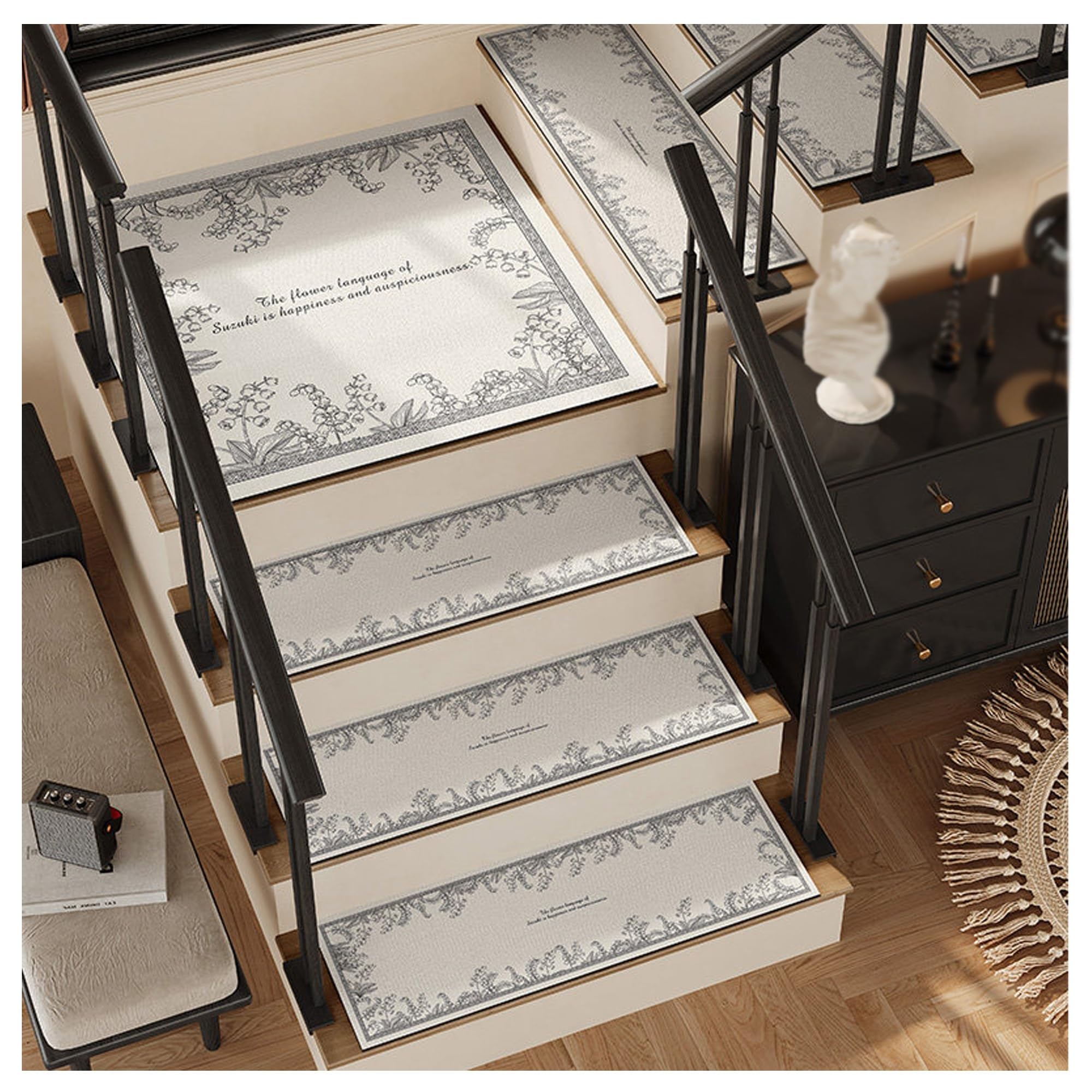 YDHSIKK Carpet Stair Treads, 1pc Peel And Stick Non Slip Stair Treads Indoor For Wooden Steps Multiple Sizes(Size2,1.0x3.3ft/30x100cm)