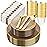 Morejoy 350PCS Clear Brown Plastic Plates - Disposable Gold Party Plates & Pre Rolled Napkins with Cutlery for 50 Guests, 100Plates, 150Silverware, 50Cups, 50Napkin for Party & Christmas